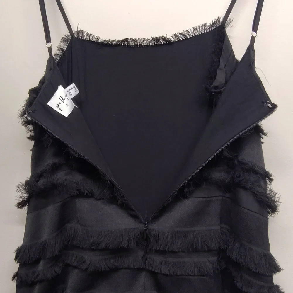Princess Polly Mini Dress Women Size 8 Black Fringes Sleeveless Slim Fit - Picture 6 of 8